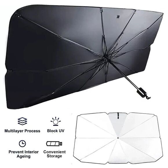 Car Windshield Sun Shade Foldable Umbrella Front Window Cover Visor Umbrella - Picture 1 of 11